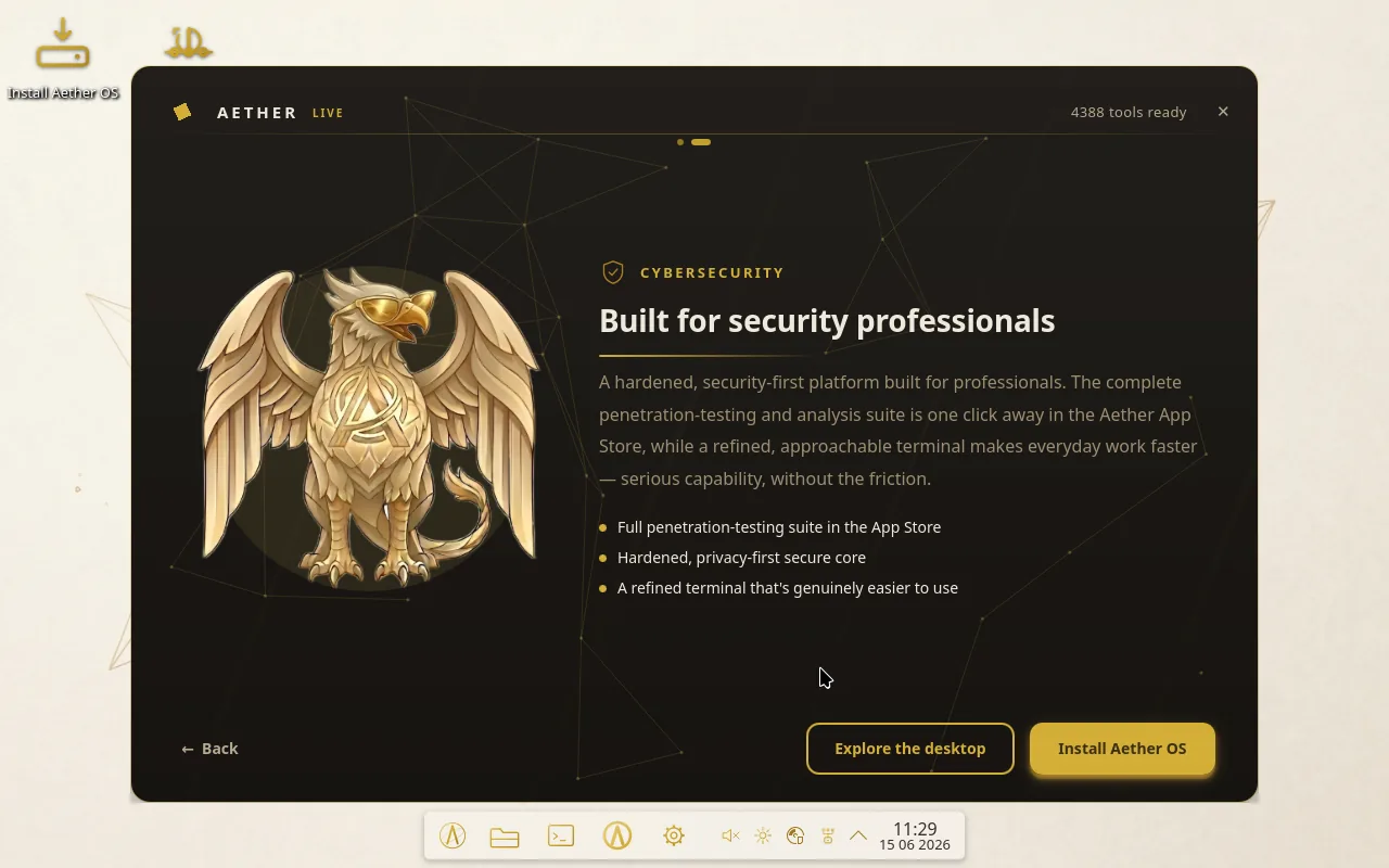 The Aether OS desktop